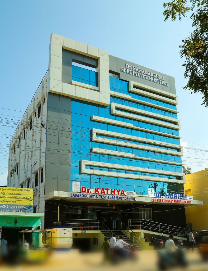 Hospital building front at Dr Nagalakshmi Speciality Hospital in Proddatur